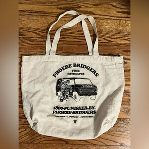 Phoebe Bridgers Graphic Canvas Tote - Cream with Black Print
